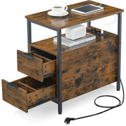Beistelltisch mit Steckdosenleiste Vintagebraun-Schwarz von Songmics