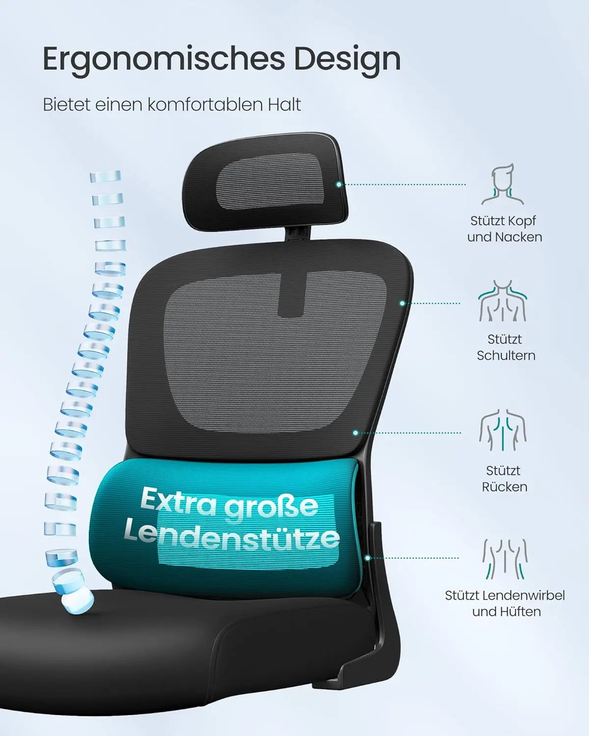 Bürostuhl ergonomisch Netz schwarz atmungsaktiv von guteszeug.ch