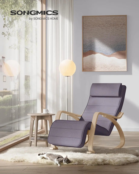 Schaukelstuhl Birkenholz verstellbar hellgrau naturfarben von guteszeug.ch