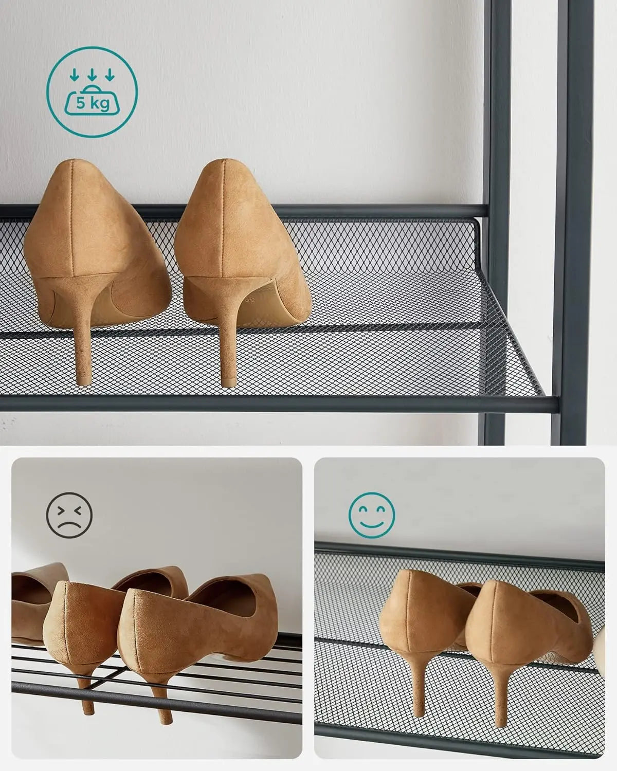 Schuhregal 8-stufig flexibel Grau Eisen von guteszeug.ch