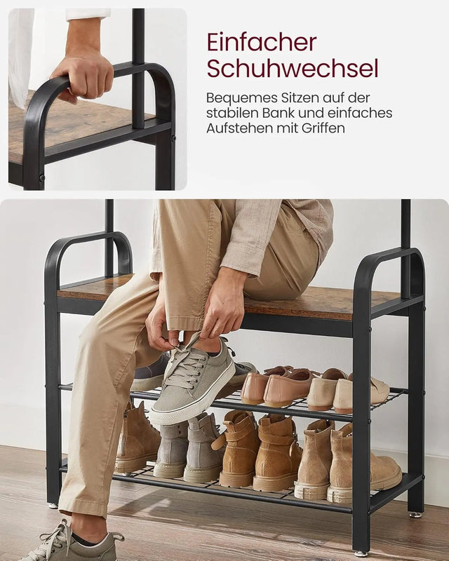 Kleiderständer mit Schuhregal rustikales Braun von Songmics