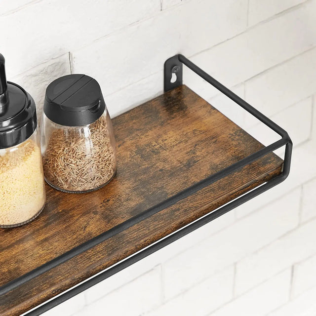 Gewürzregal Wandboard Set vintagebraun-schwarz von Songmics