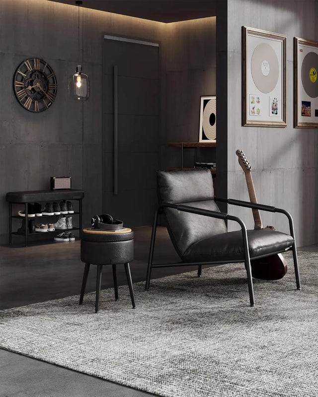 Schuhbank Kunstleder modern tintenschwarz 60er-Jahre von Songmics