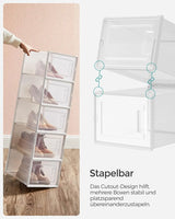 Schuhboxen faltbar stapelbar Kunststoff transparent-weiss von Songmics