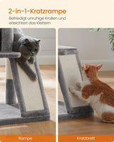 Kratzbaum Katzenbaum mit grosser Plattform hellgrau von Songmics