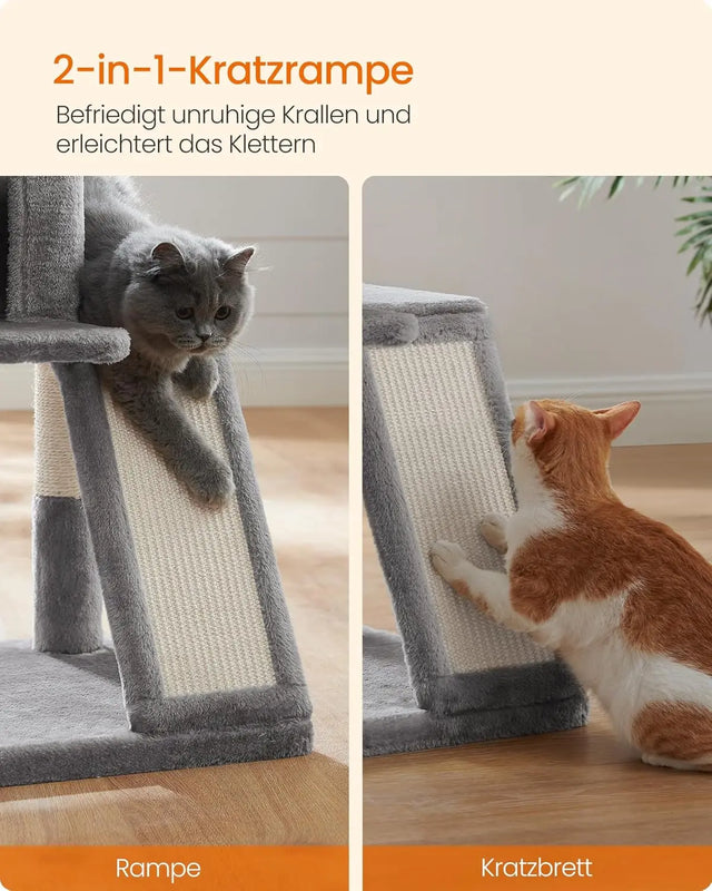 Kratzbaum Katzenbaum mit grosser Plattform hellgrau von Songmics