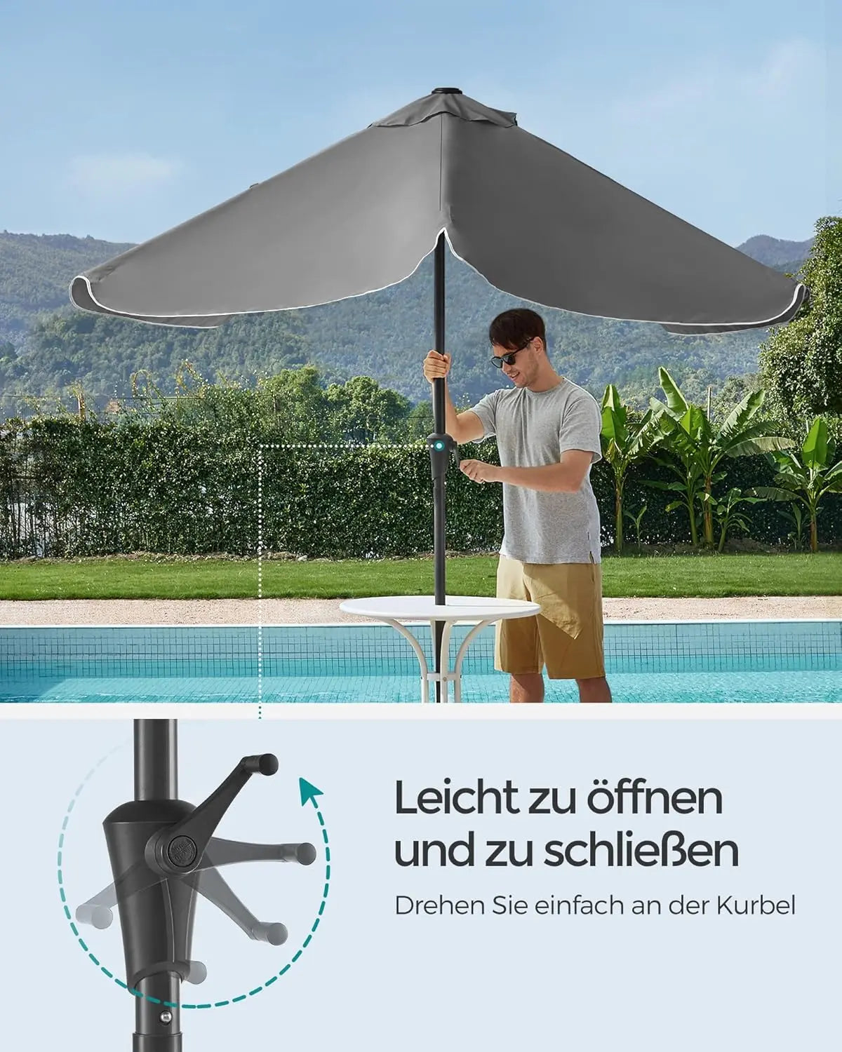 Balkonschirm rechteckig UPF50+ knickbar 200 x 150 cm grau von Songmics