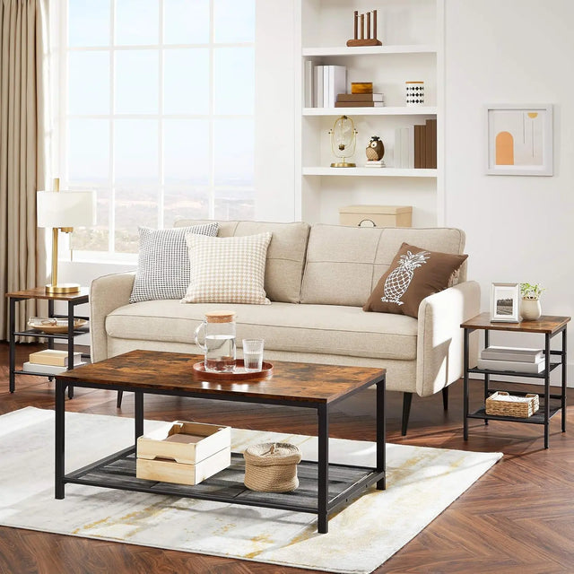 Beistelltisch Industrie-Design Verstellbar Vintagebraun-Schwarz von Songmics