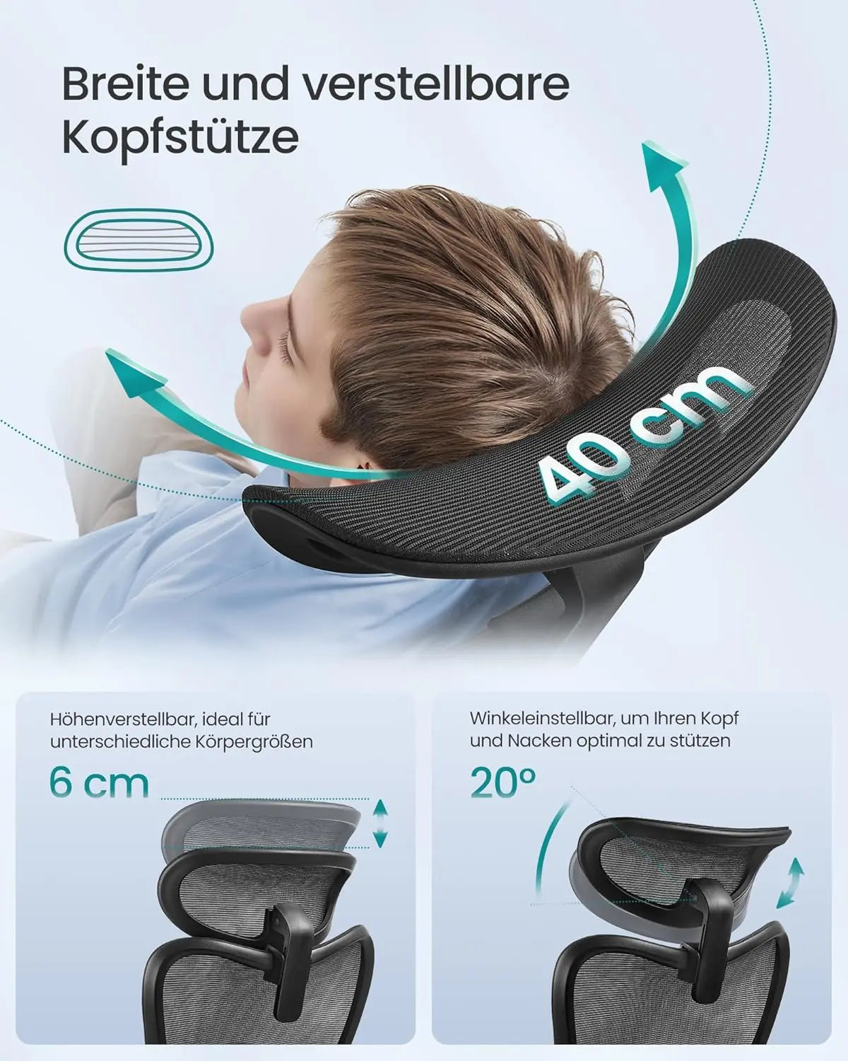 Bürostuhl ergonomisch verstellbar schwarz Netz von Songmics