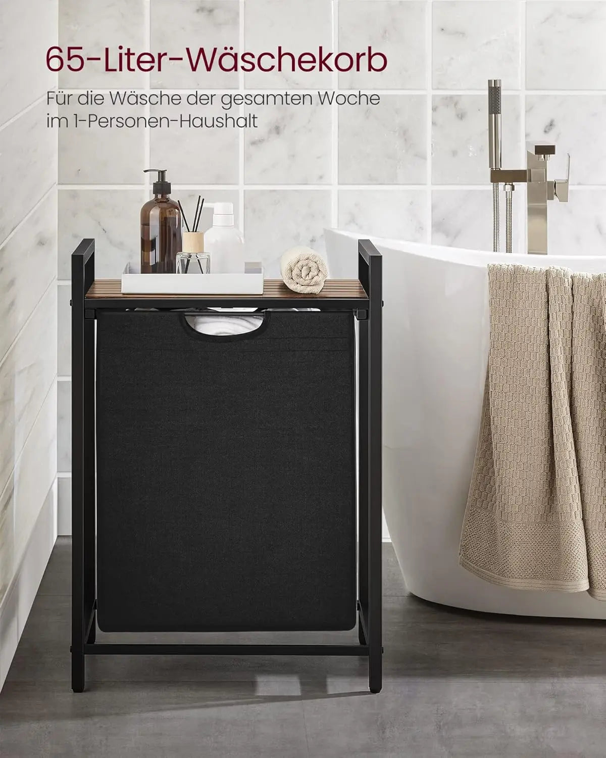 Wäschekorb mit Ablage, Vintage Braun von guteszeug.ch