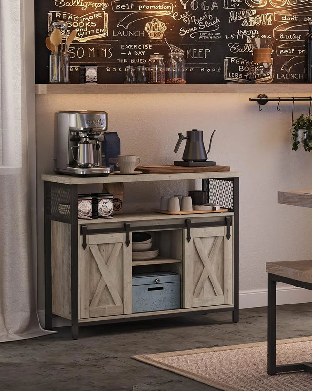 Sideboard Landhausstil Verstellbare Ablagen Wohnzimmer Greige von Songmics