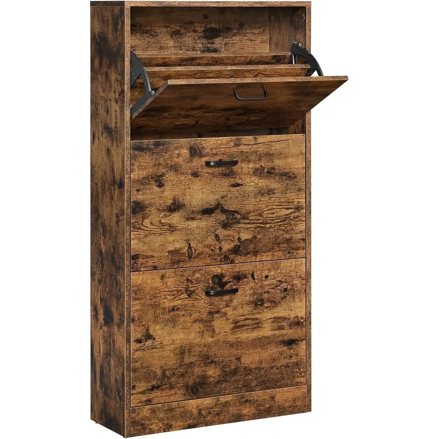 Schuhschrank 3 Türen schmal rustikal Holz von Songmics