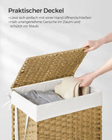 Wäschekorb Rattan 90L faltbar Natural von Songmics