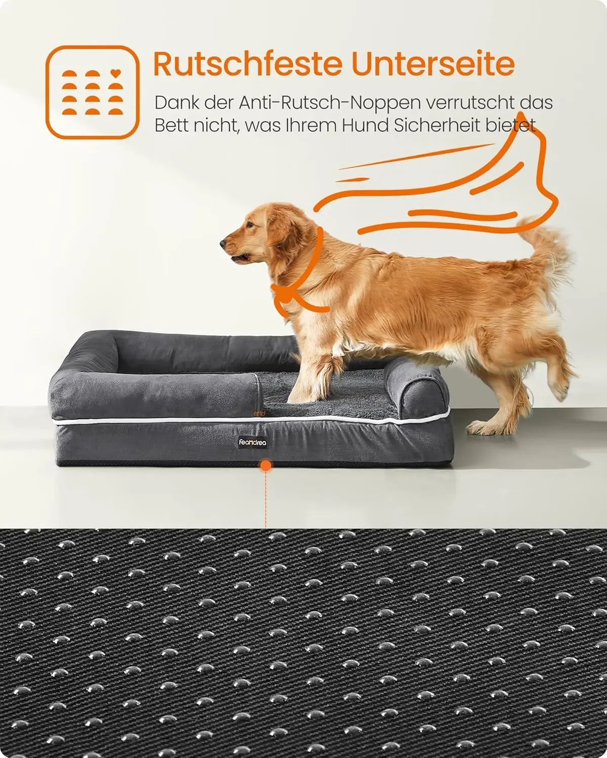 Hundebett orthopädisch waschbar dunkelgrau 106cm von Songmics