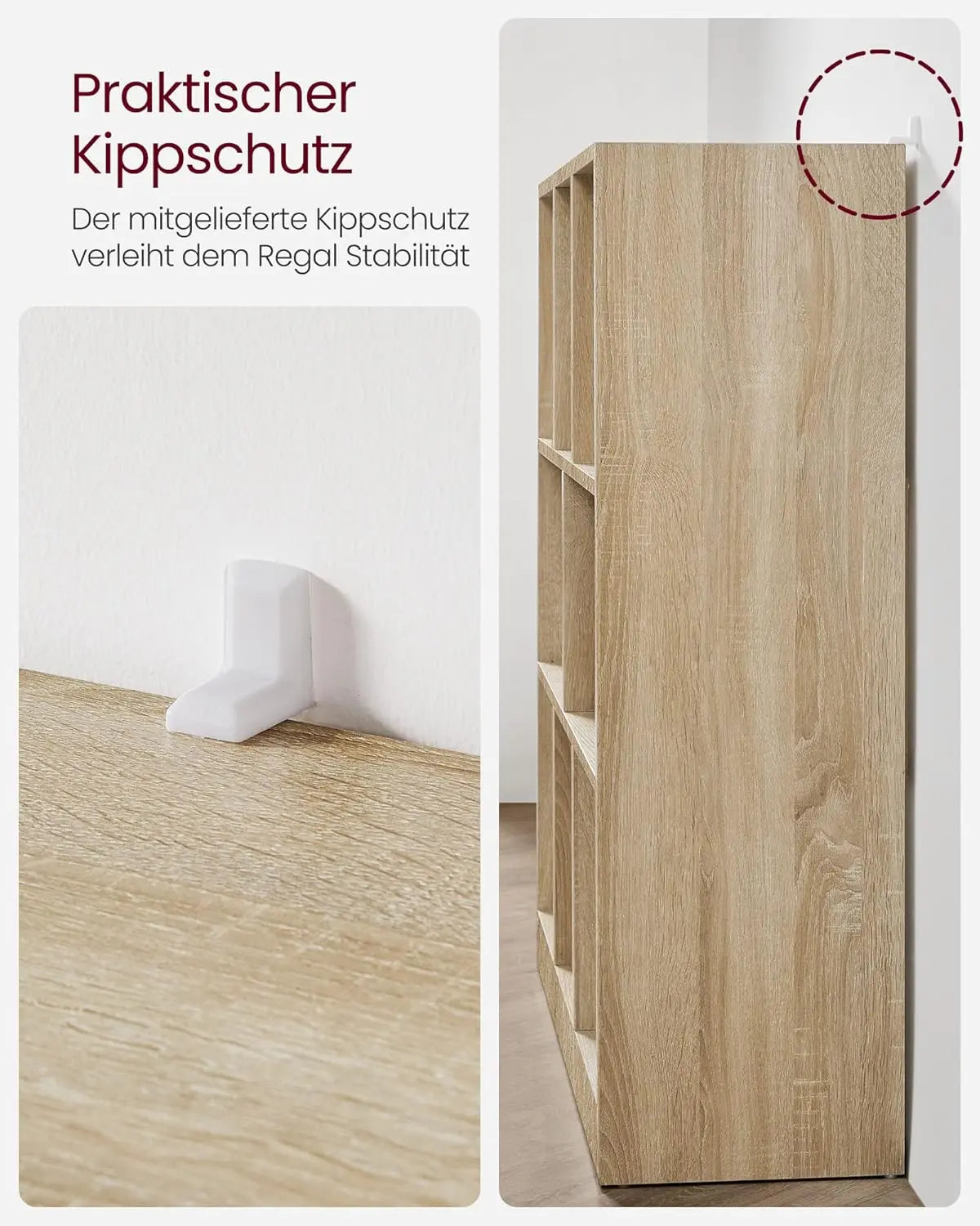 Würfelregal 8 Fächer eichenfarben Holz von Songmics