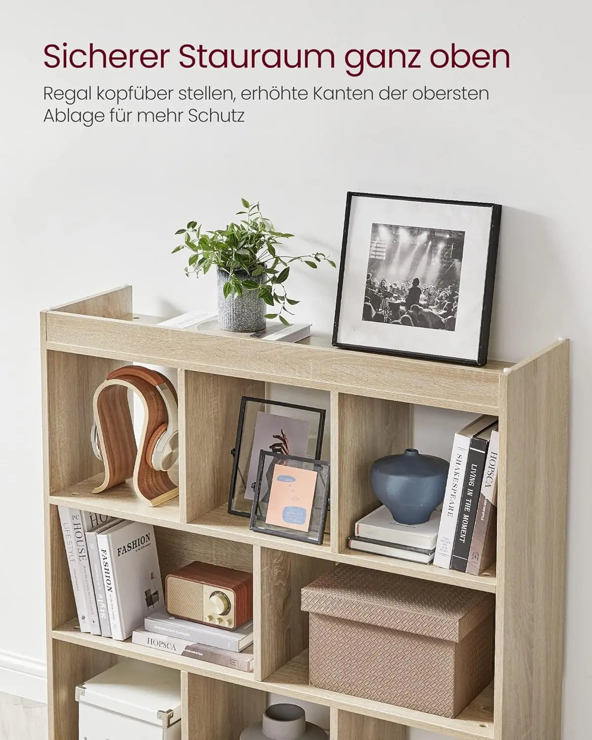Würfelregal 8 Fächer eichenfarben Holz von Songmics