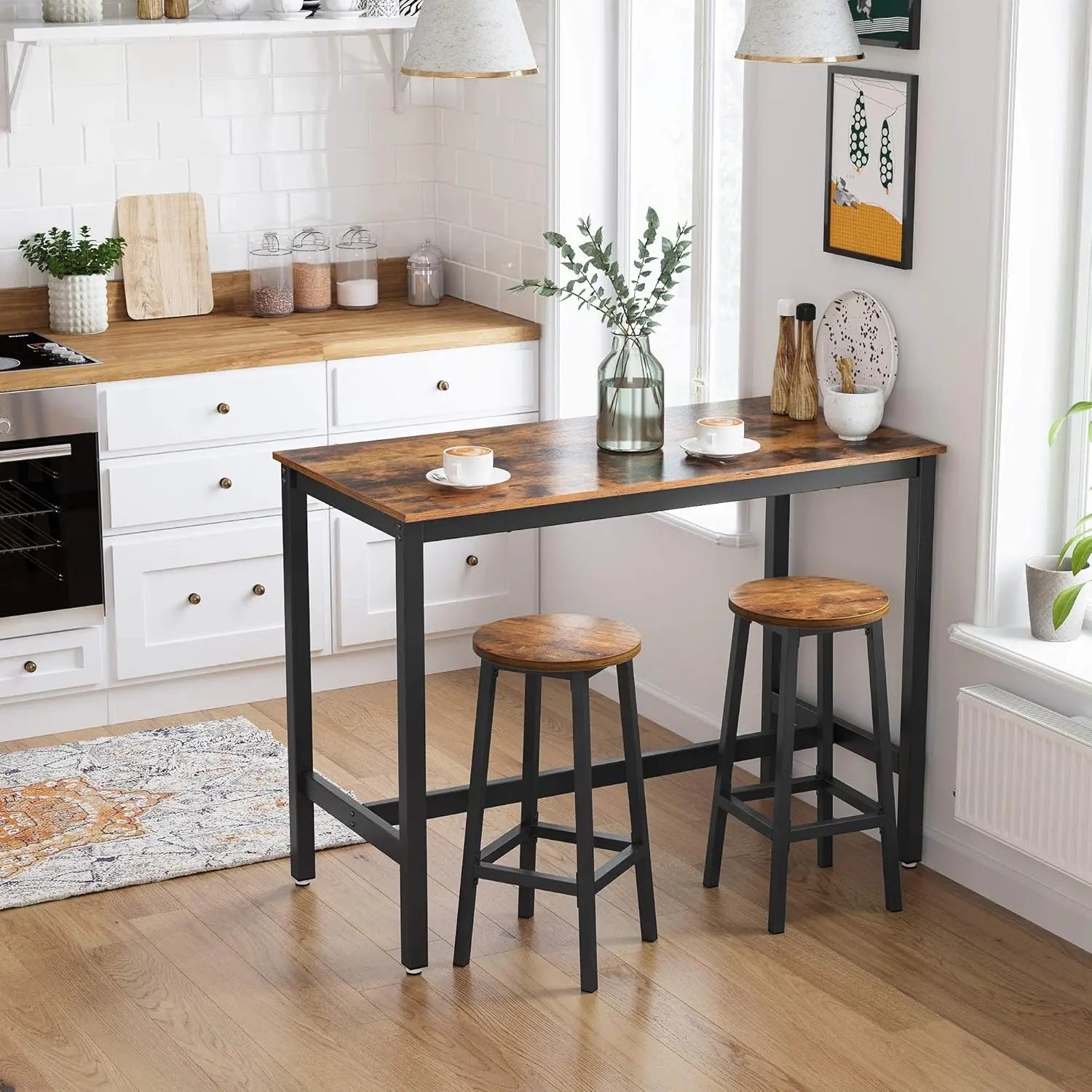 Bartisch Industrie-Design vintagebraun Metall von Songmics