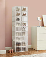 Schuhboxen faltbar stapelbar Kunststoff transparent-weiss von Songmics