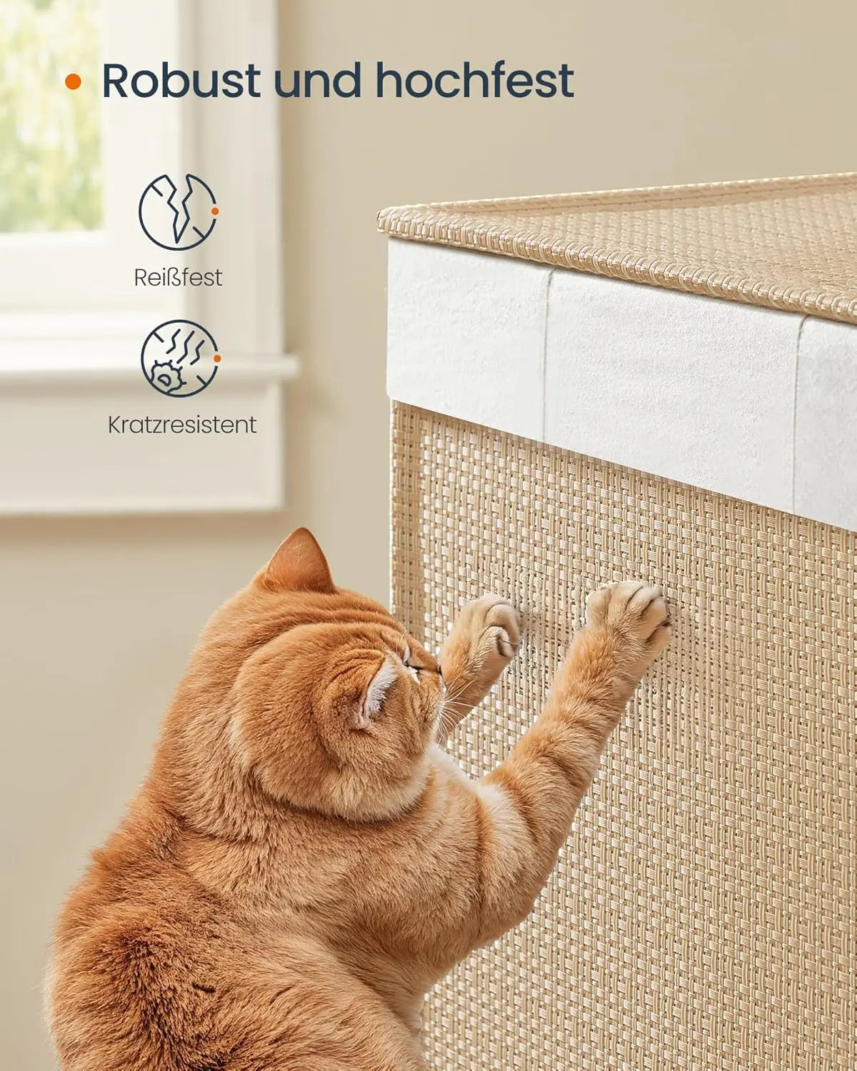 Wäschekorb Rattan-Optik mit Deckel naturbeige von Songmics