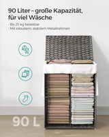 Wäschekorb Rattan Faltbar 90L Taubengrau von Songmics