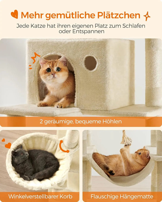 Kratzbaum XXL 206cm 13 Säulen Beige von Songmics