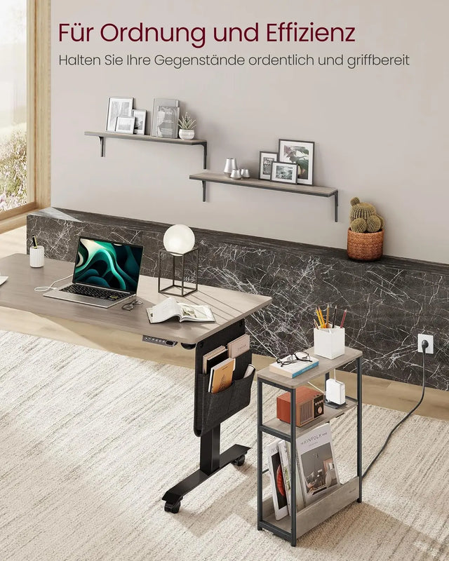 Beistelltisch mit Ladefunktion Greige-Schwarz von Songmics