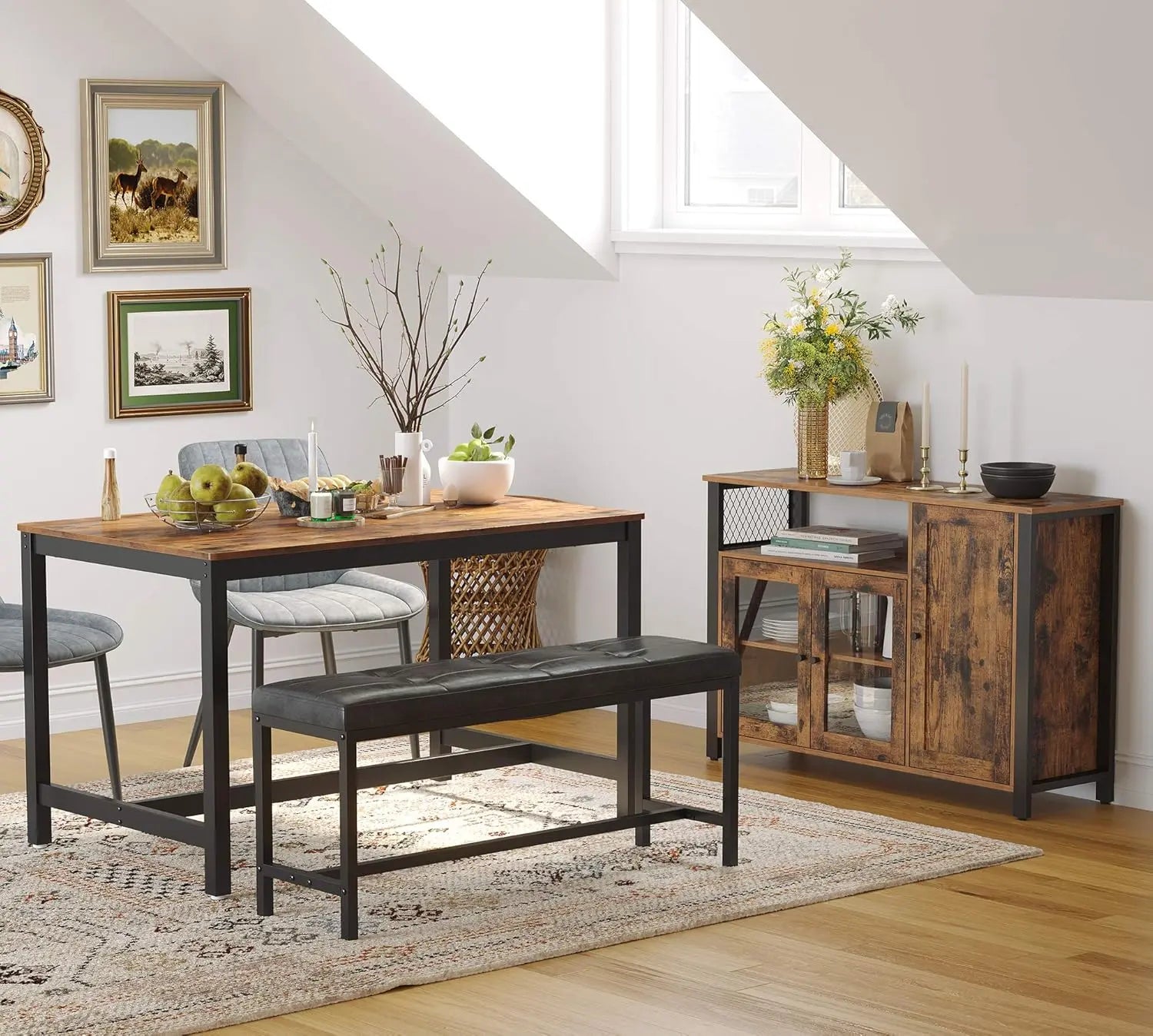 Sideboard Industrial 3-türig Rustikal Holz von Songmics