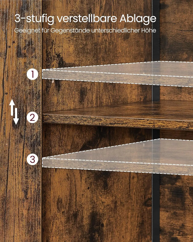 Küchenschrank mit Türen und Fächern vintagebraun-schwarz von Songmics