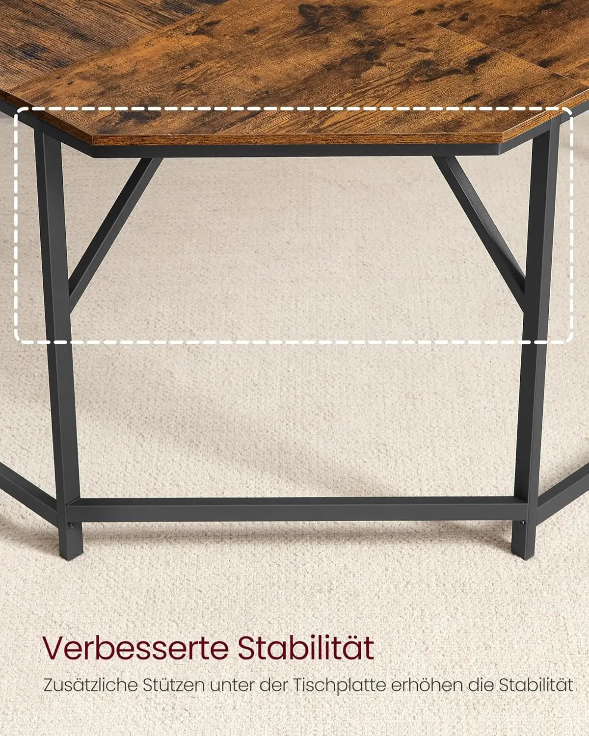 Eckschreibtisch L-förmig Computertisch Homeoffice Vintagebraun von Songmics