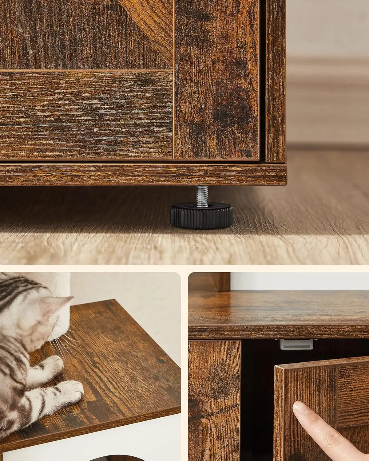 Kratzbaum 2-in-1 mit Katzenklo-Schrank vintagebraun von Songmics