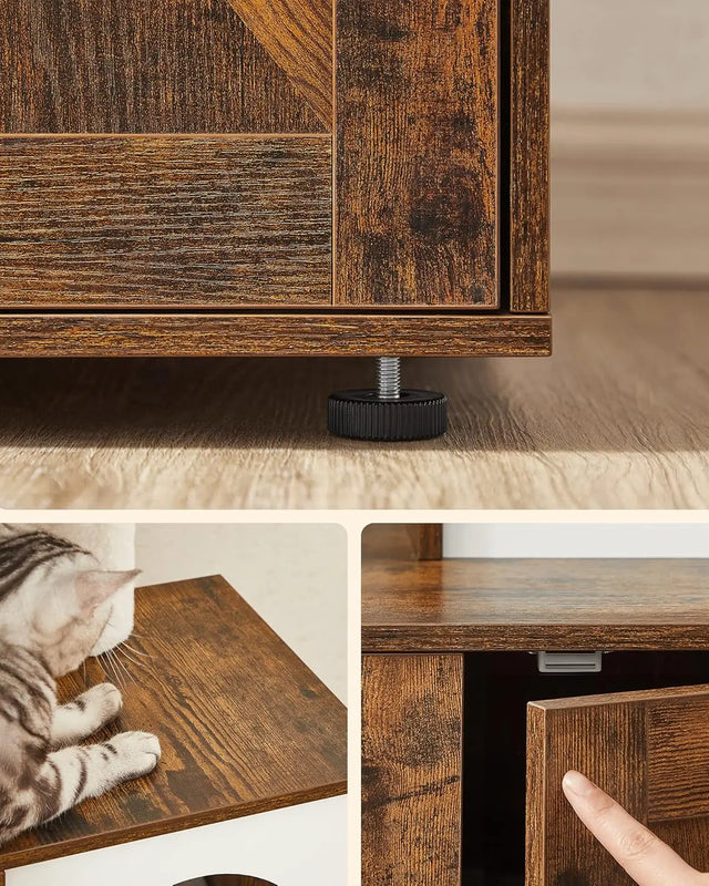 Kratzbaum 2-in-1 mit Katzenklo-Schrank vintagebraun von Songmics