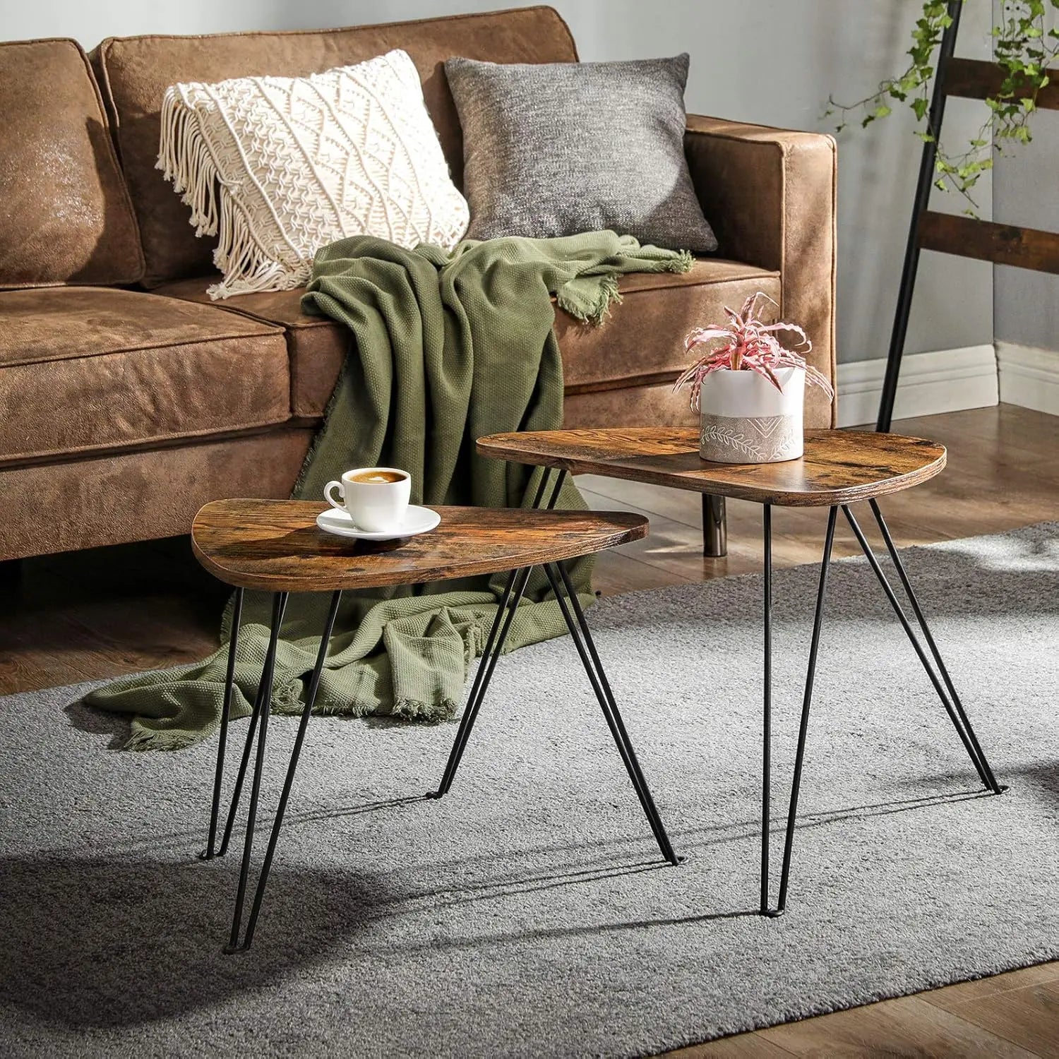 Beistelltische Set Industriestil rustikales Braun von Songmics