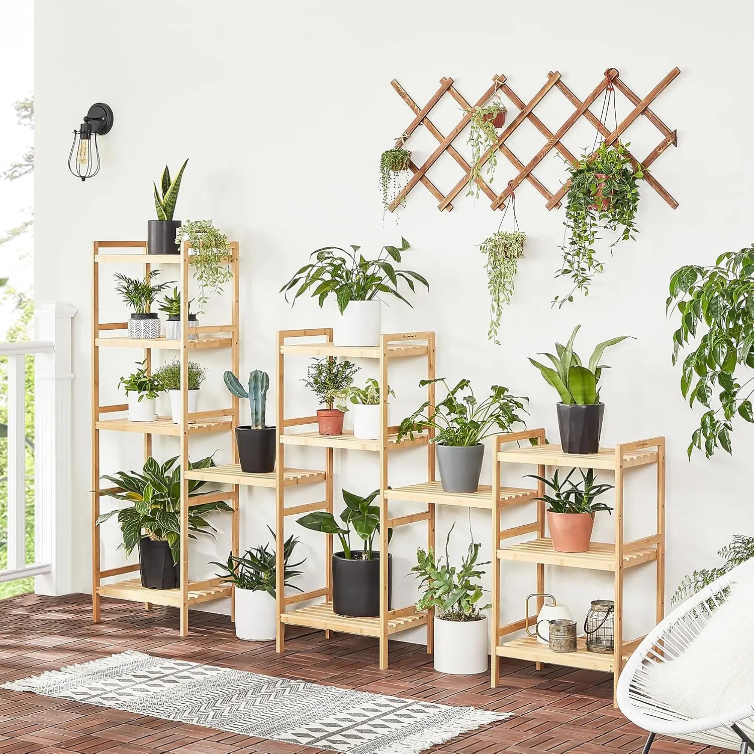 Bambus Standregal 3 Ablagen naturfarben von Songmics