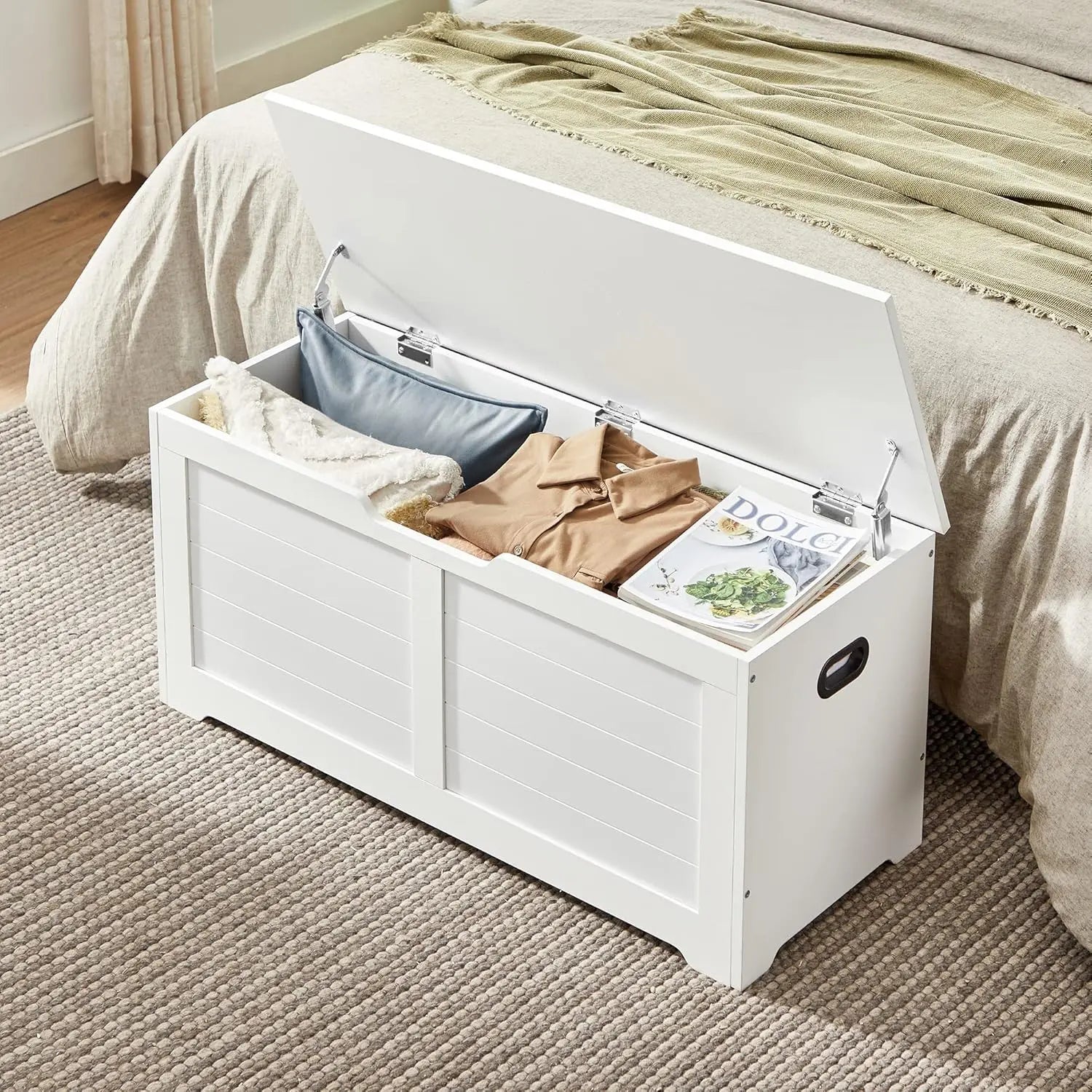 Sitzbank Landhausstil Stauraum Sitztruhe Wolkenweiss von Songmics
