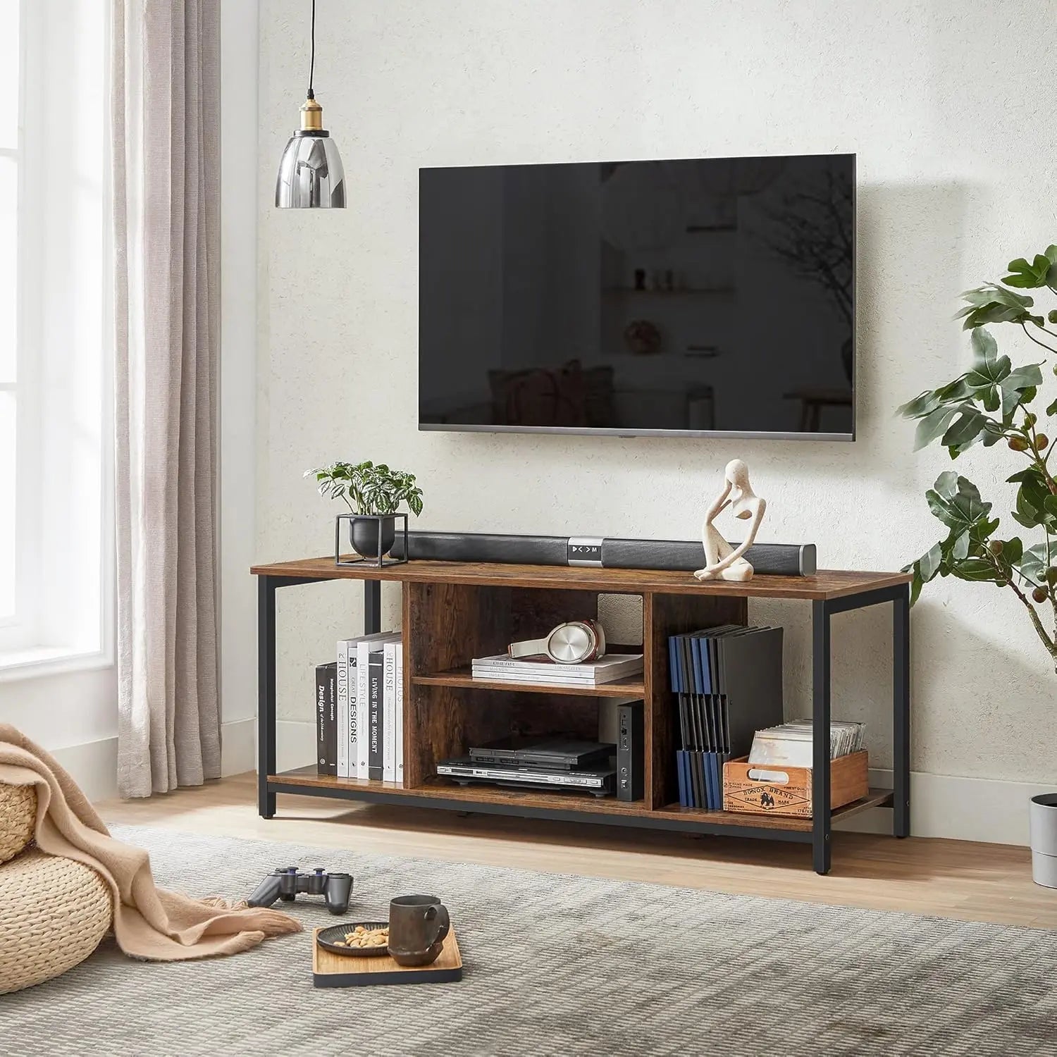 TV-Schrank Industrie-Design vintagebraun Holz von Songmics