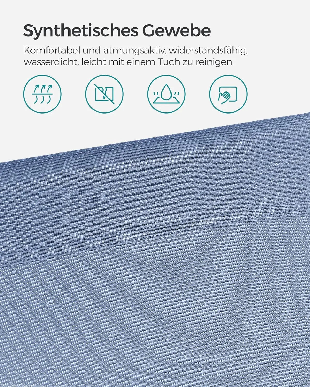 Sonnenliege klappbar mit Kopfkissen 150kg blau Stahl von Songmics