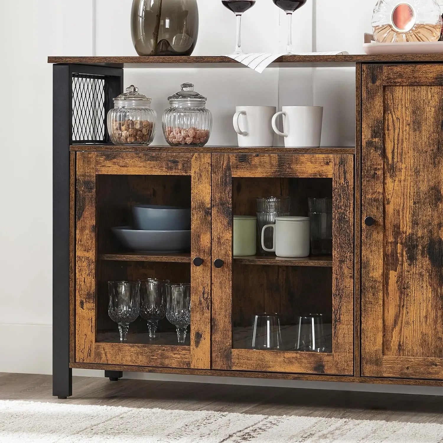 Sideboard Industrial 3-türig Rustikal Holz von Songmics