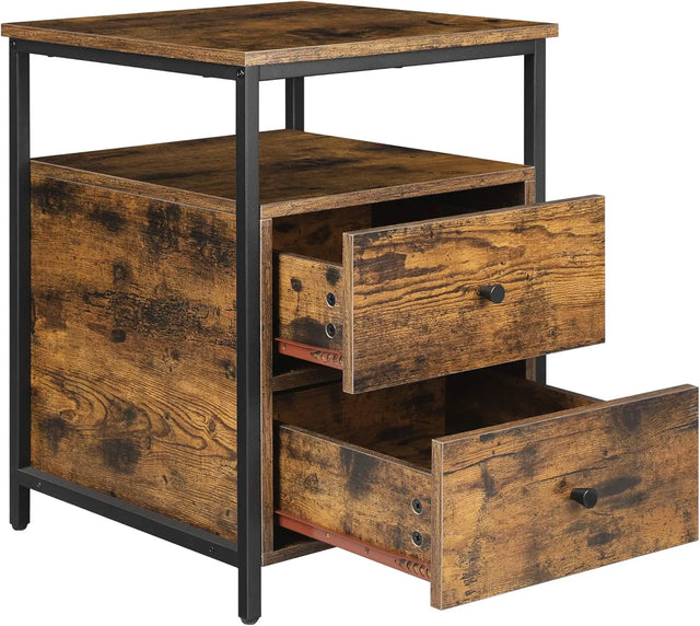 Nachttisch mit Schubladen rustikales Braun von Songmics