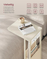 Beistelltisch mit Ladestation USB Cremeweiss von Songmics