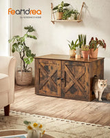 Katzenhaus Tisch mit Trennwand Vintagebraun von Songmics