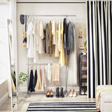 Kleiderständer Höhenverstellbar Edelstahl Rollen Silber von Songmics