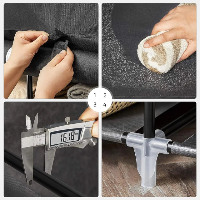 Kleiderschrank faltbar mit Kleiderstangen schwarz von Songmics