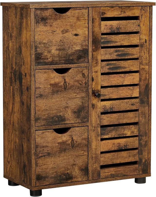 Badezimmerschrank mit Schubladen und Tür vintagebraun von Songmics