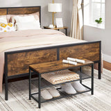 Schuhbank mit Gitterablage ohne Polster Vintagebraun-Schwarz von guteszeug.ch