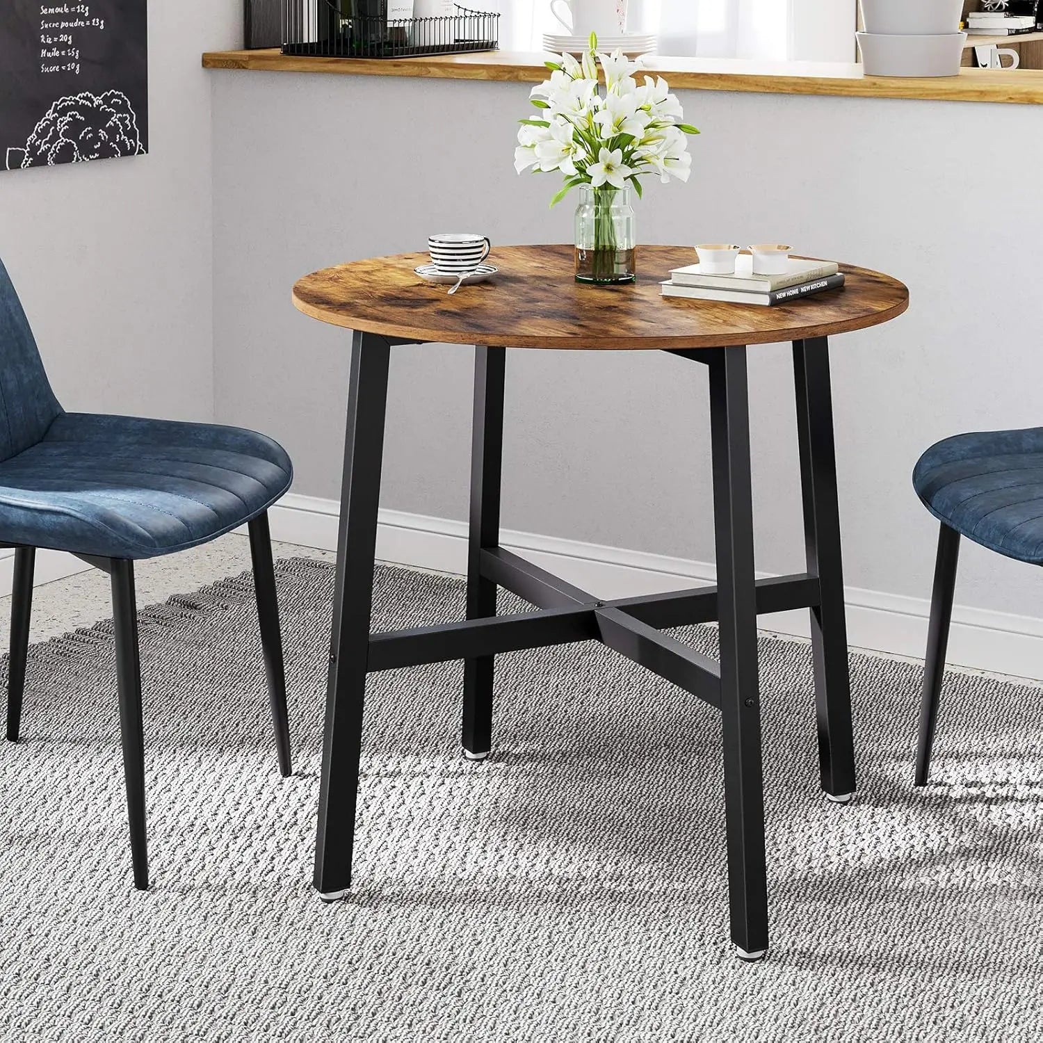 Esstisch rund klein Wohnzimmer Industrie vintagebraun von Songmics