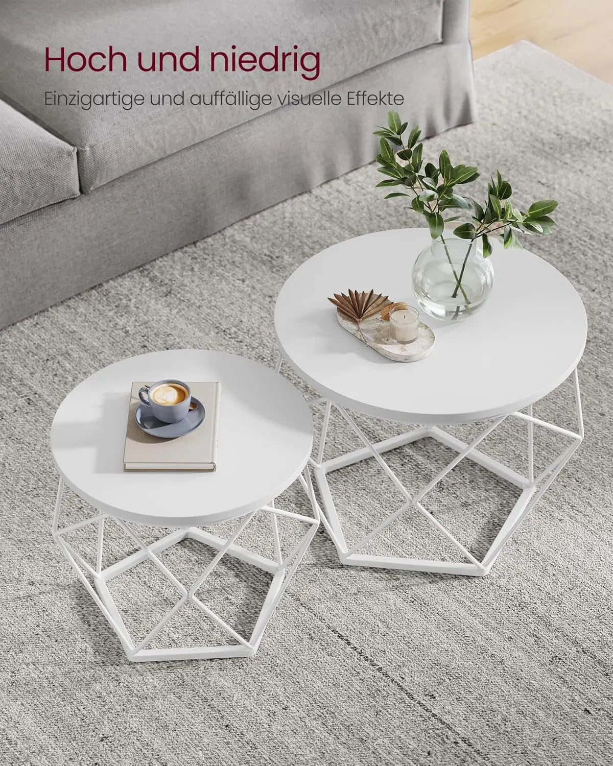 Couchtisch Set modern abnehmbar schneeweiss von Songmics
