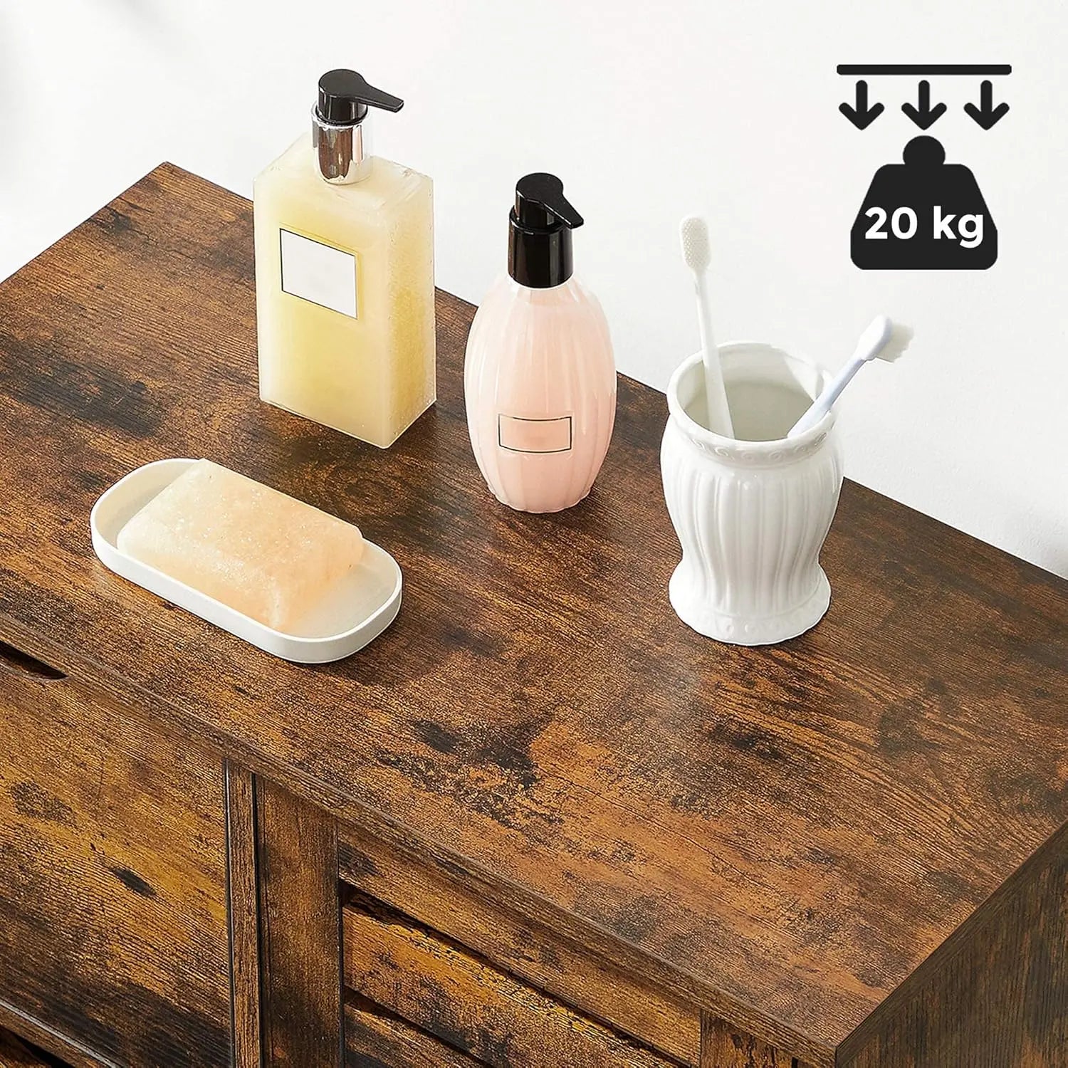 Badezimmerschrank mit Schubladen und Tür vintagebraun von Songmics