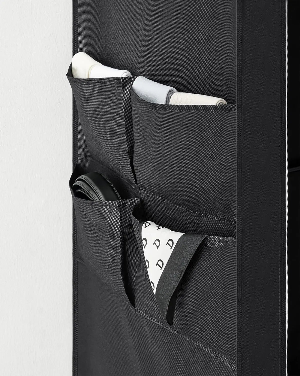 Stoffschrank 170cm schwarz 4 Hängefächer von Songmics