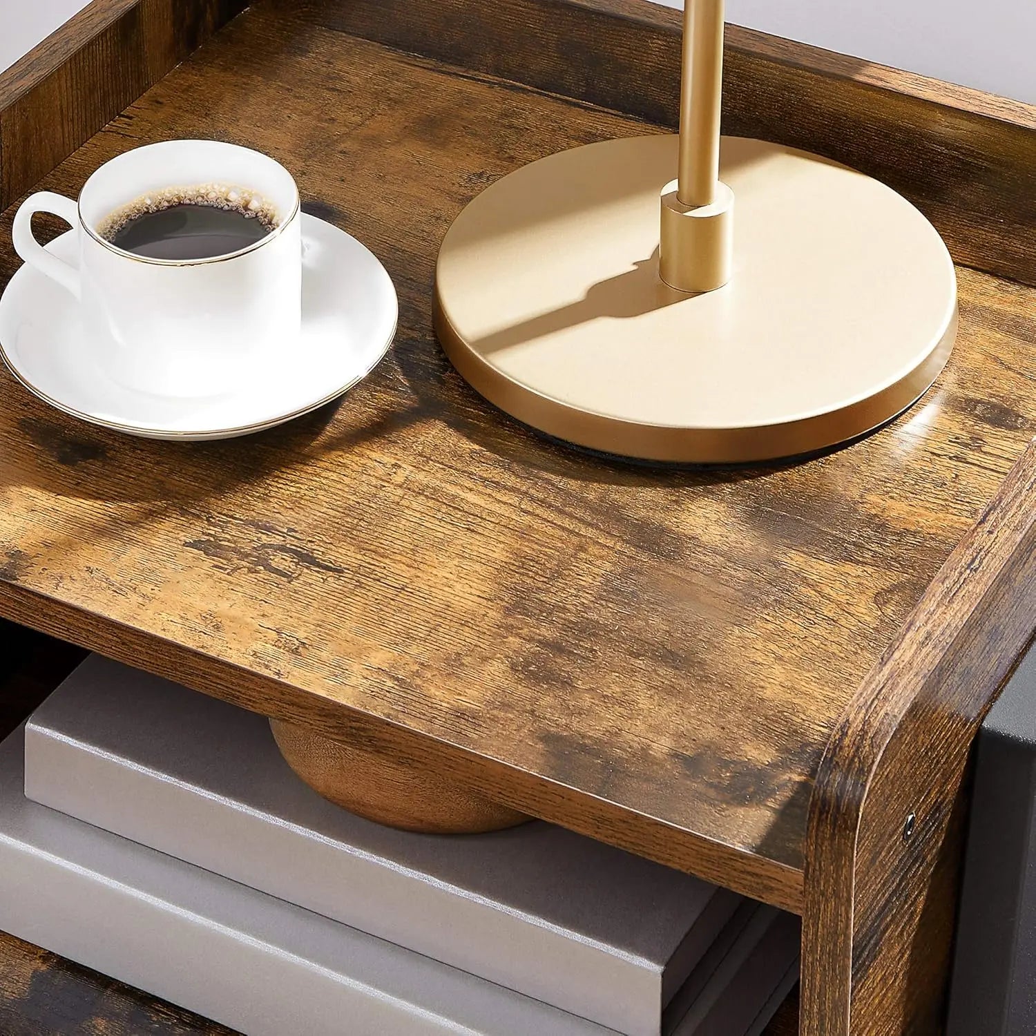 Nachttisch Industrie-Design mit Fach Vintagebraun von Songmics