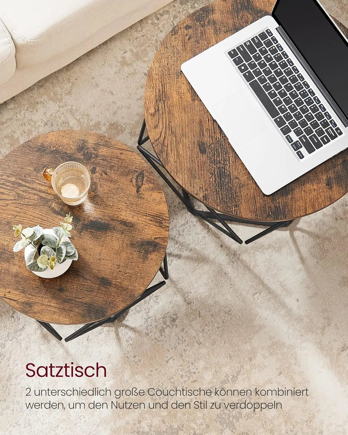 Couchtisch Set Vintage abnehmbar Vintagebraun von Songmics